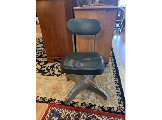 Antique Costco Adjustable Swivel  Metal Office Chair With Leather Seat