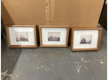 3 Framed Tulla Booth Lithographs Ships At Sea. Great Size