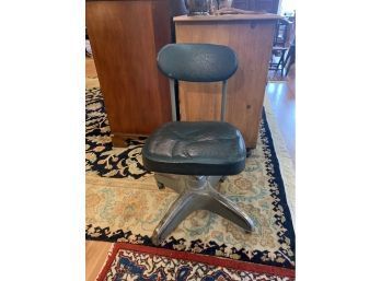 Antique Costco Adjustable Swivel  Metal Office Chair With Leather Seat