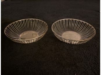 Pair Of Silver Plate Wire Serving Bowls