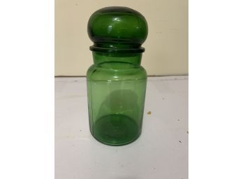 Green Glass Canister  Jar