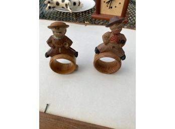 Two Hand Caved Italian Boy Napkin Holders 4 Inches Tall