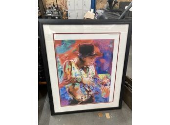 Large Artist Signed Lithograph Playing Guitar. Appears To Be Signed Murray Something
