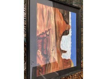 Signed Painting Of A Cowboy In The West