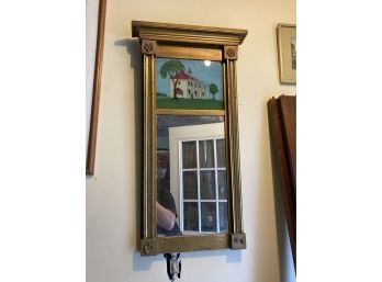 Antique Gold Mirror With Reverse Painted Scene