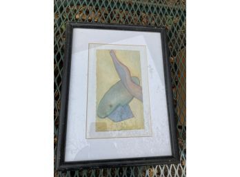 Unusual Abstract Signed Framed And Matted Water Color