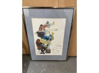 Meiersdorff  Ink And Watercolor Lithograph Playing The Piano  Signed Framed And Matted
