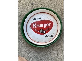 2 Vintage Metal Serving Trays 1 Krueger Beer