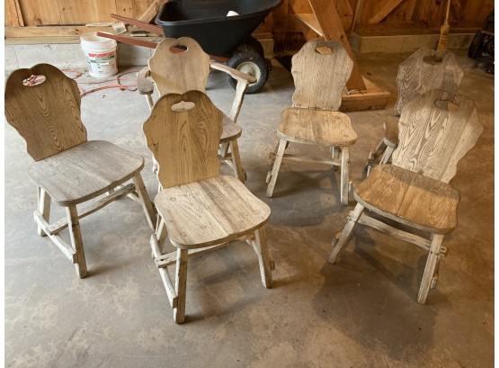 Great Set Of 6 White Rustic Chairs
