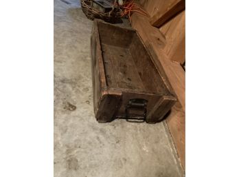 Antique Rustic Crate With Iron Handles