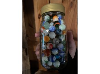 Jar Of Vintage And Antique Marbles