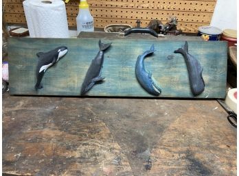 Wooden Whale Wall Plaque Hand Carved Whales!
