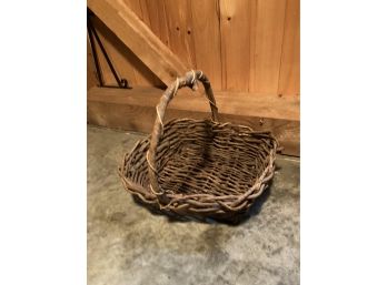 Antique Handmade Woven Branch And Twig Basket