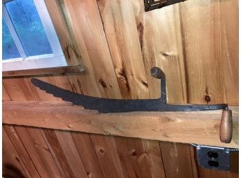 Antique Hay Saw With Wooden Handle, Great Unique Dcor Item!