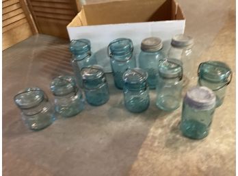 Large Lot Of Ball And Atlas Antique Canister Jars Clean And In Great Condition!