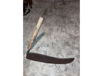 Antique Hand Scythe  With Homemade Wooden Handle