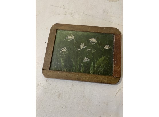 Flower Painting In Wooden Frame On Slate Backing