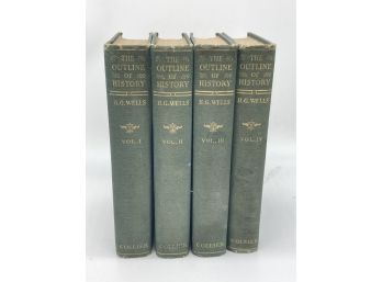 The Outline Of History 4 Volumes By H. G. Wells Fourth Edition 1925 Hardcover Set
