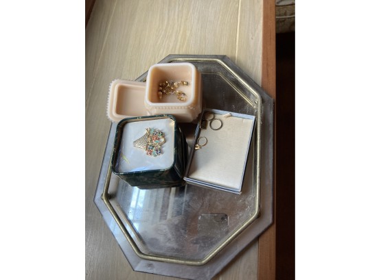 Misc Jewelry Lot With Mirrored Tray