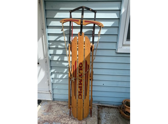 Vintage 5 Foot Olympic Wooden Toboggan Sled