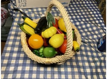 Amazing Wicker Basket Full Of Glass Vegetables Would Make A Great Centerpiece
