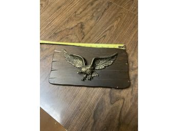 Brass Eagle On Wood Plaque