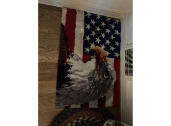 Stunning Americana Latch Hook Rug Eagle And Flag Made By The Client Truly Amazing Piece!