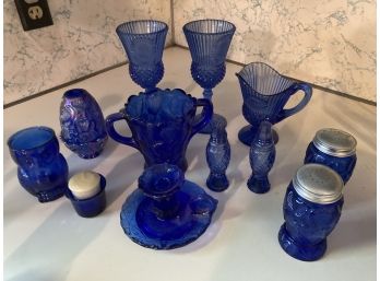 Large Lot Of Beautiful Blue Glass