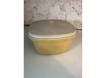 Vintage Yellow Tupperware Container With Lid & Strainer Insert