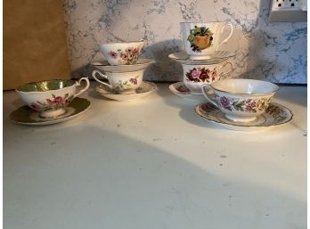 Huge Lot Of 6 English Fine China Teacups & Saucers