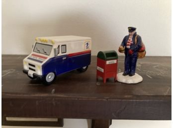 Department 56 US Mail Truck, Box And Postman