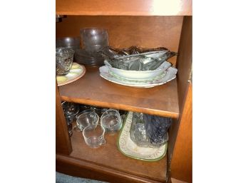 Contents Of The Bottom Of The Hutch Crystal Glass Pottery And More!