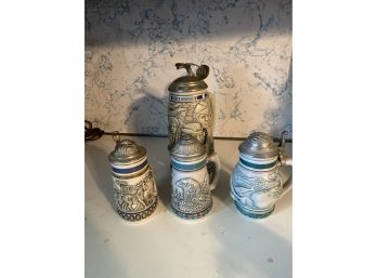 Lot Of 4 Avon Collectible Steins 3 Endangered Species, 1 Tribute To The Armed Forces