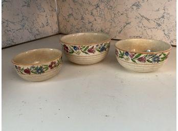 Lot Of 3 Hand Painted Made In Japan Ceramic Mixing Bowls
