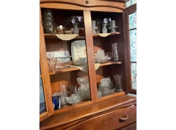 Contents Of The Hutch, Great Variety Of Crystal, Carnival Glass, Depression Glass And More!