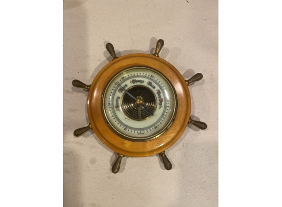 Vintage Ship Wheel Barometer & Thermometer Made In Germany