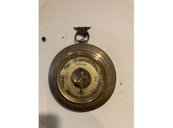 Vintage Brass Compass Barometer With American Eagle