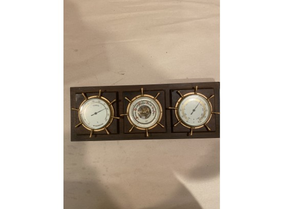 Vintage Barigo Thermometer Ship Wheels Decorated Dials