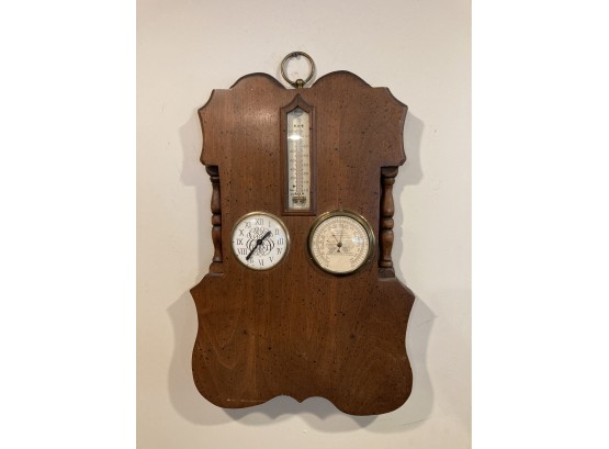 Unique Large Taylor Barometer With Thermometer And Electric Clock