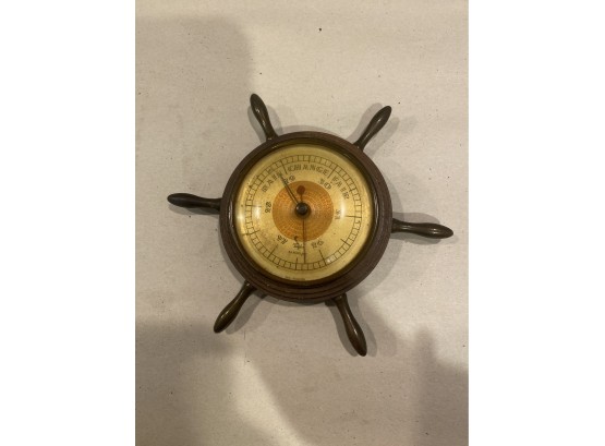 Vintage Taylor Barometer Shaped Like A Ship Wheel
