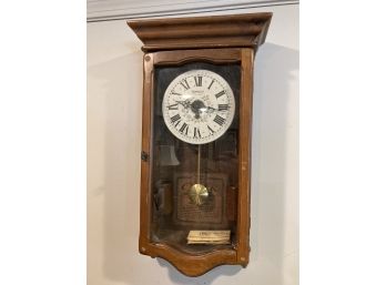 Vintage New England Clock Co Hanging Wall Clock