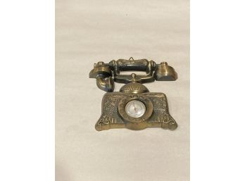 Vintage 3 Star Brass Coated Phone Hanging Thermometer.