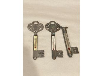 Lot Of 3 Vintage Decorative Key Thermometers