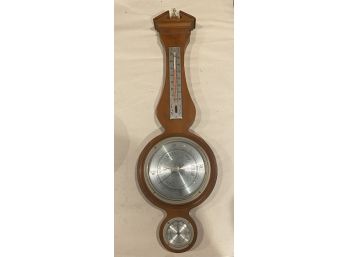 Vintage Air Guide Wooden Barometer & Thermometer Made In USA