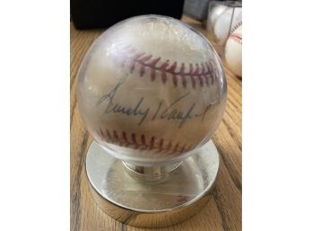 Signed Sandy Koufax Baseball In Raised Display Case