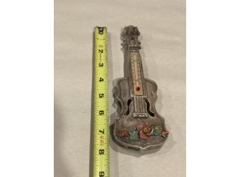 Antique Capodimonte Guitar Thermometer