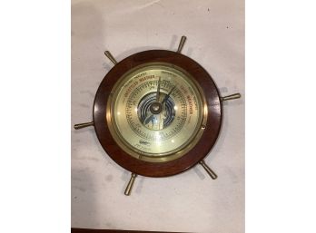 Vintage Ohio Barometer Shaped Like A Ship Wheel Made In England