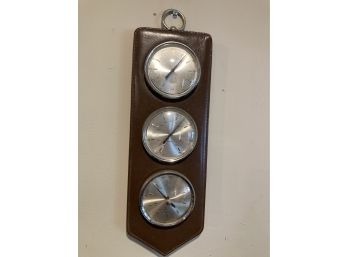 Vintage Hygro Barometer With Leather Front