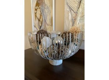 Huge Twig Crafted Display Bowl Filled With Different Textured Accent Balls