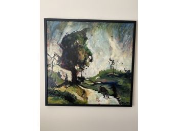 Original Mixed Media On Canvas By Artist Tom Wolfe - Beautiful Landscape Scene!